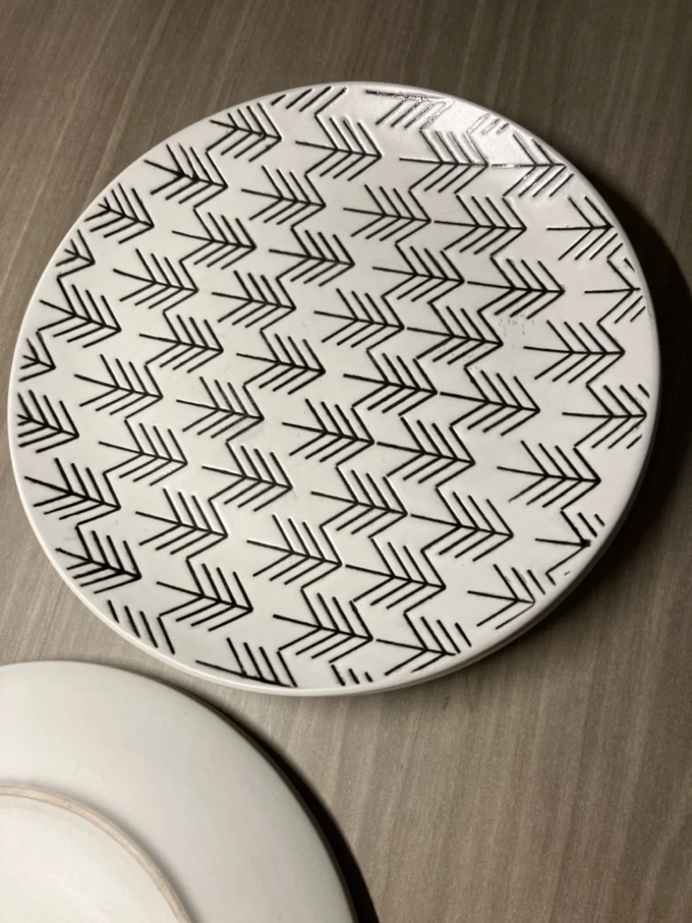 4 Crate and Barrel 8 1/2” Geometric Chevron Salad Plates